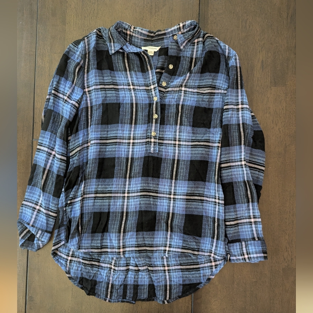 Beachlunchlounge Navy and Black Checkered Shirt